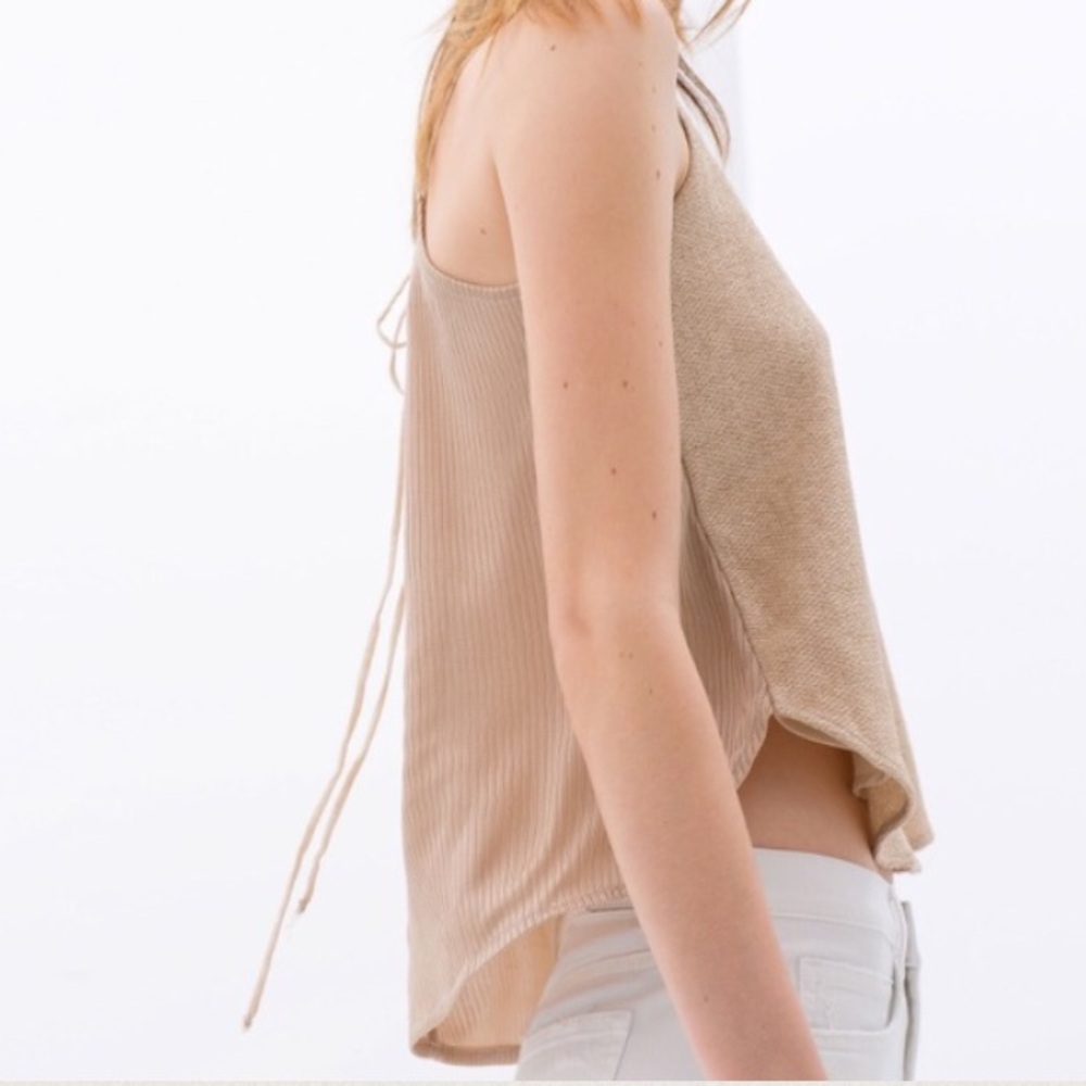 Zara Shimmery Gold Spaghetti Strap Tank Top